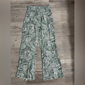 O'Neill Green Tropical Leaf Wide Leg Pants
